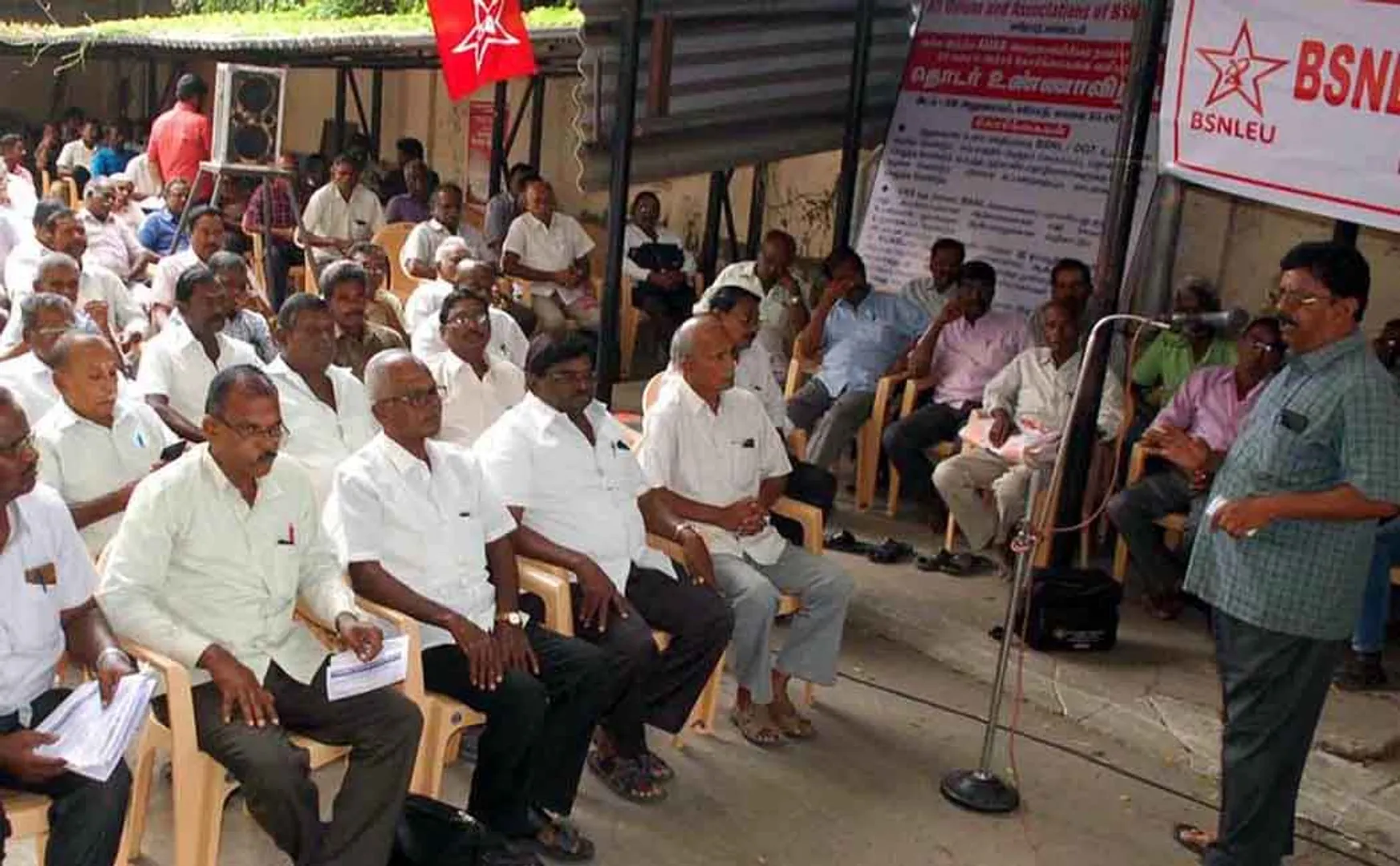 hunger strike by BSNL workers